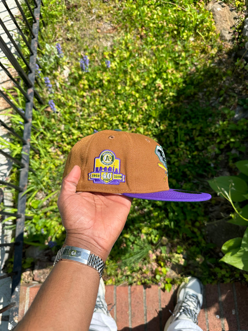 Oakland Athletics Wheat & Purple Stomper Logo 40 Years