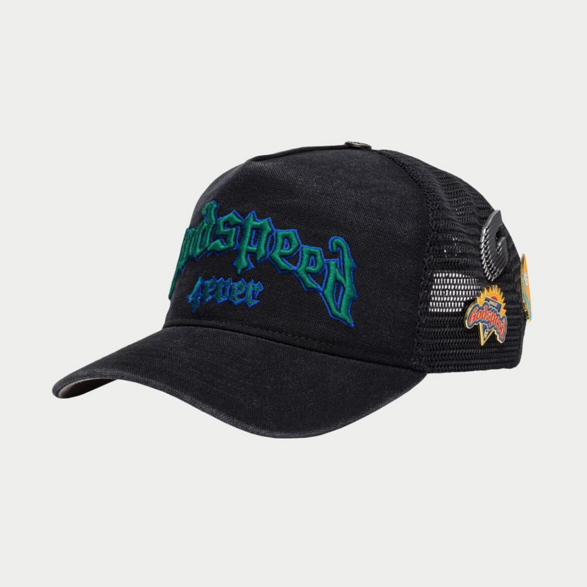 GodSpeed Forever Trucker Hat (Black Washed/Green) – CAP USA NYC