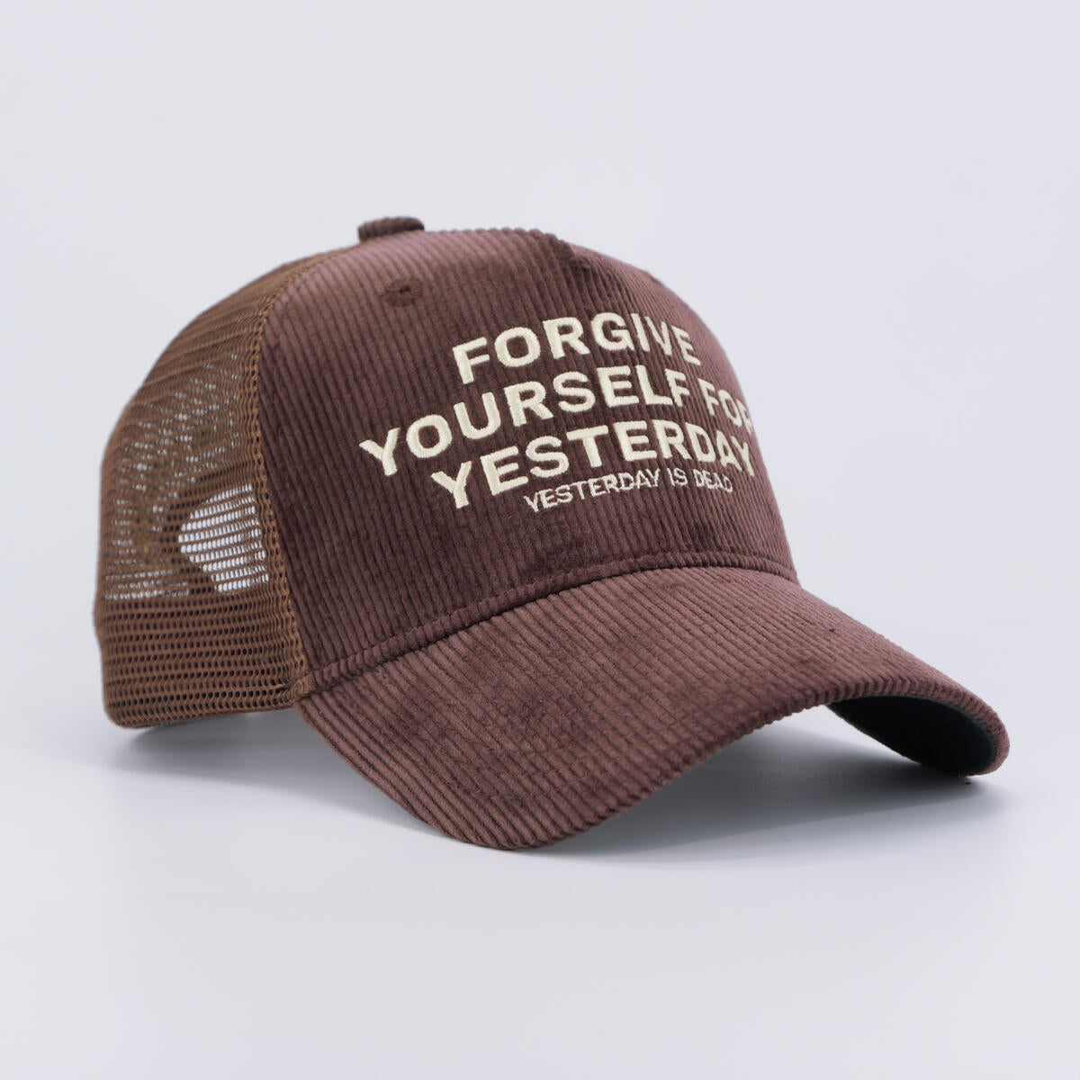 Forgive Yourself For Yesterday Mocha Corduroy Trucker