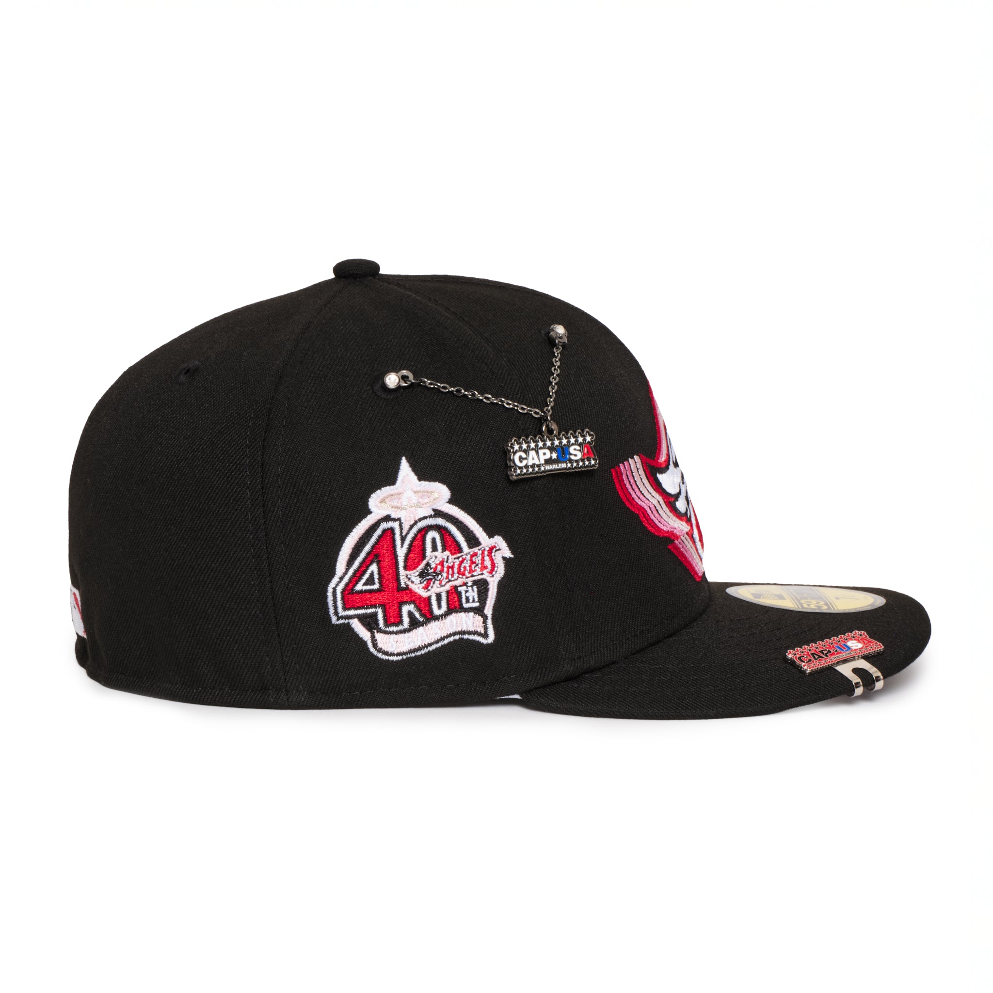 Anaheim Angels All Black Pink 3D Logo 40Th Anniversary GREY UV