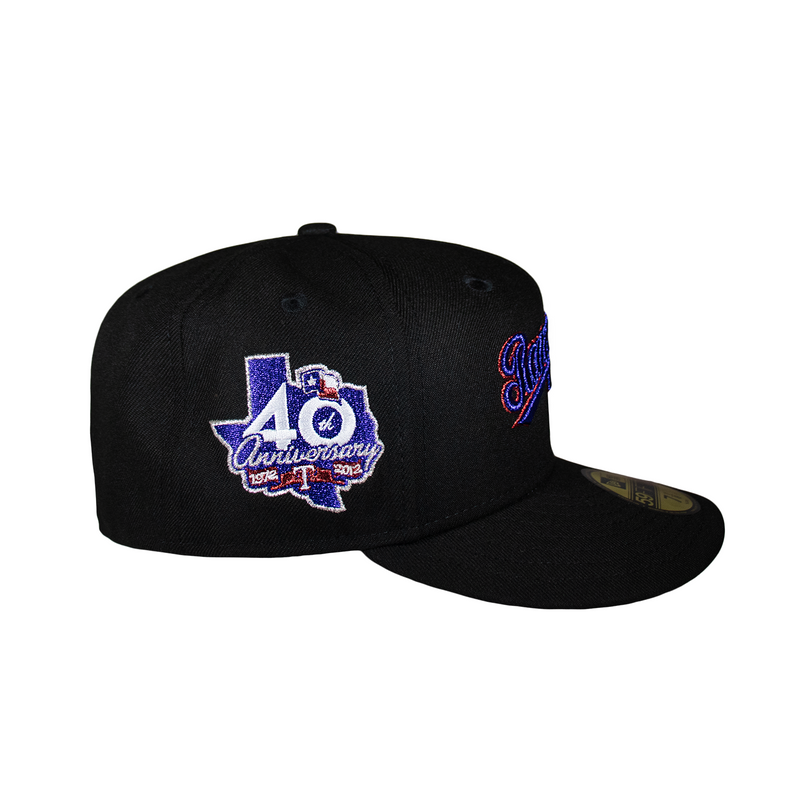 Texas Rangers All Black Script Logo 40th Anniversary