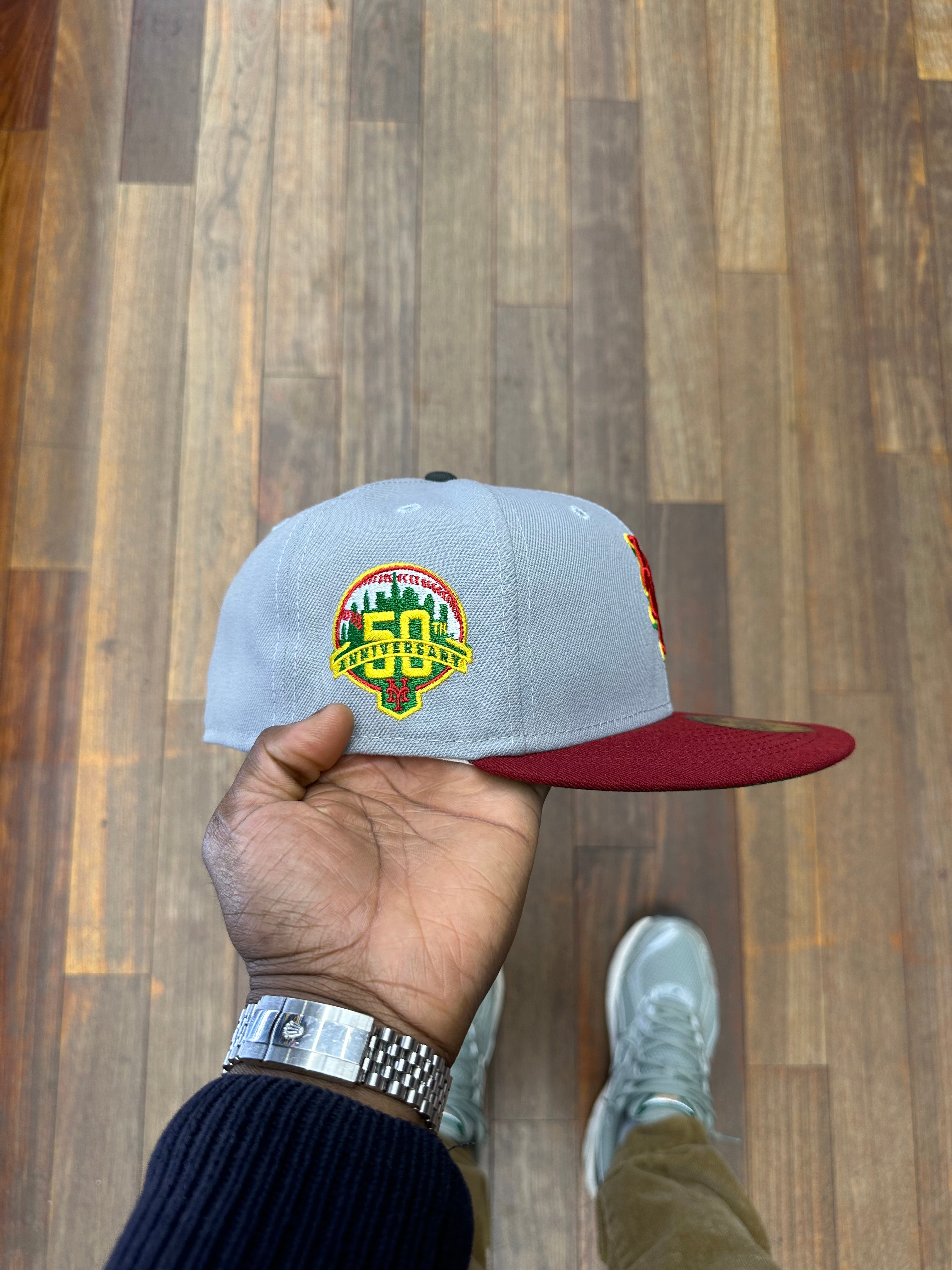 New York Mets Grey & Cardinal Burgundy 50 Year Anniversary