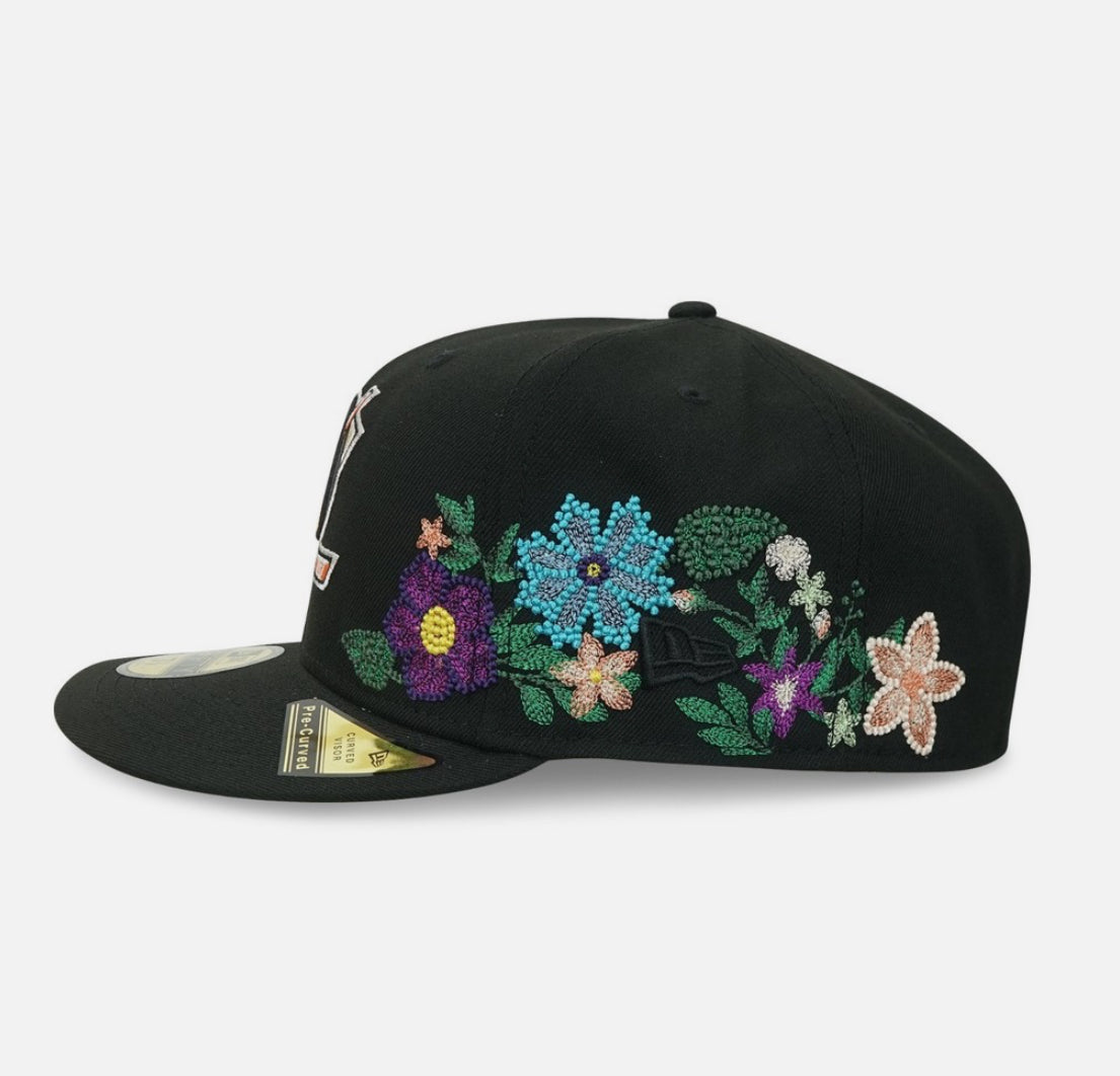Anaheim Ducks Black Floral Chain Stitch Green UV