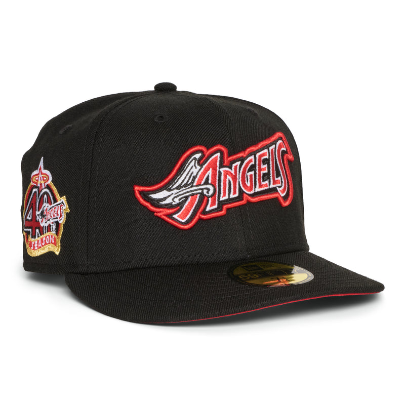 Anaheim Angels Winged Font Logo Red Outline 40Th Anniversary
