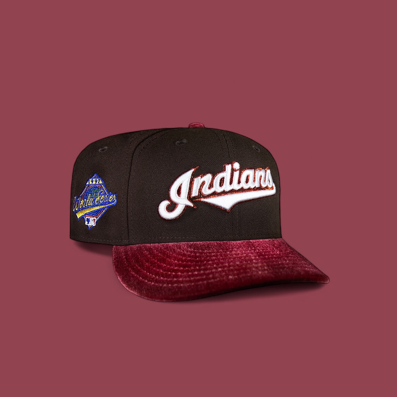Cleveland Indians Dark Brown and Red Velvet Script 97 WS