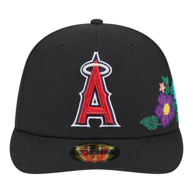Anaheim Angels Black Floral Chain Stitch Green UV