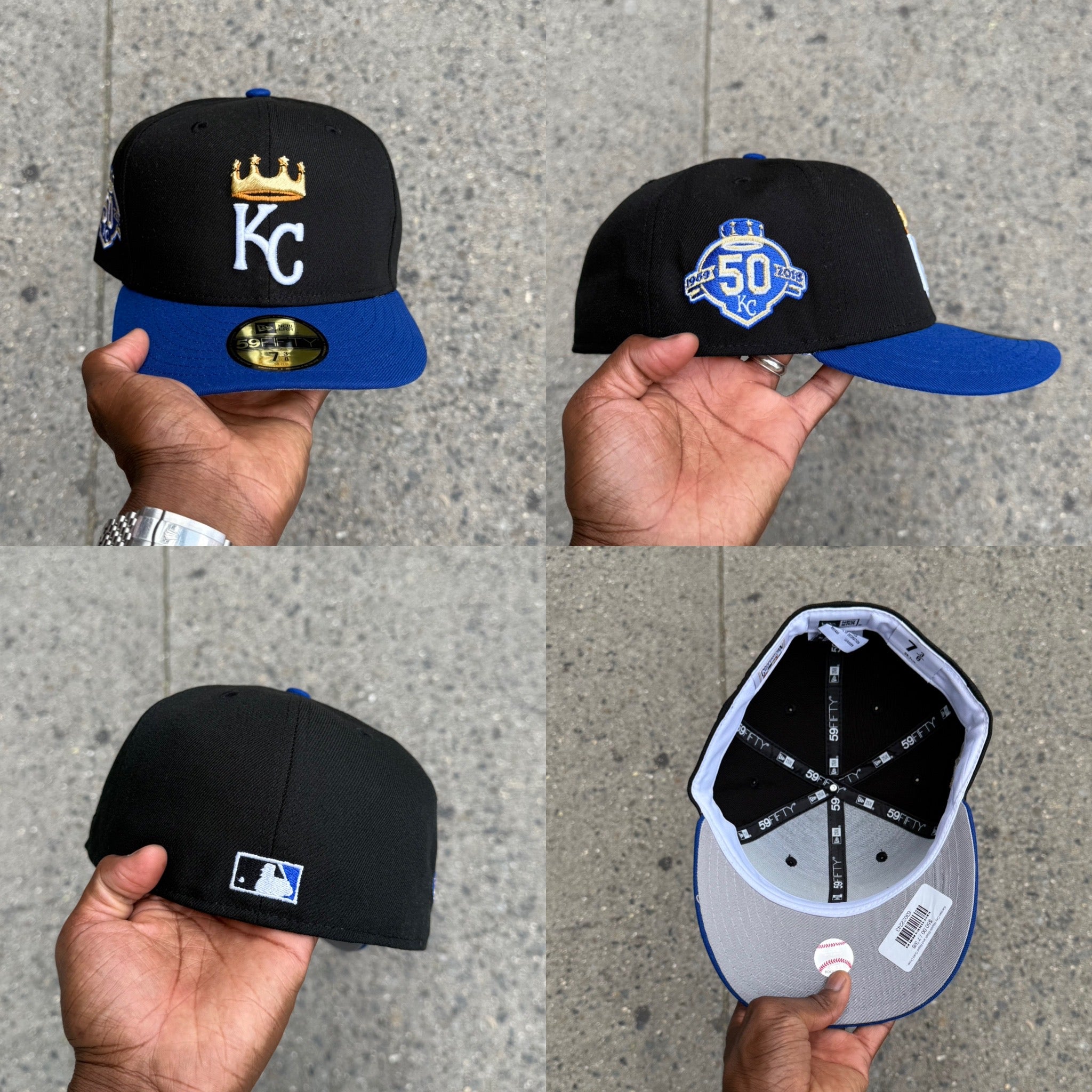 Kansas City Royals Black and Royal Gold Crown 50Th Anniversary
