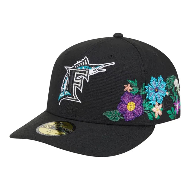 Florida Marlins Black Floral Chain Stitch Green UV