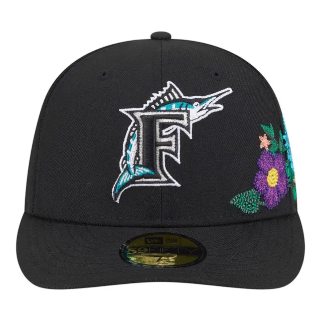 Florida Marlins Black Floral Chain Stitch Green UV