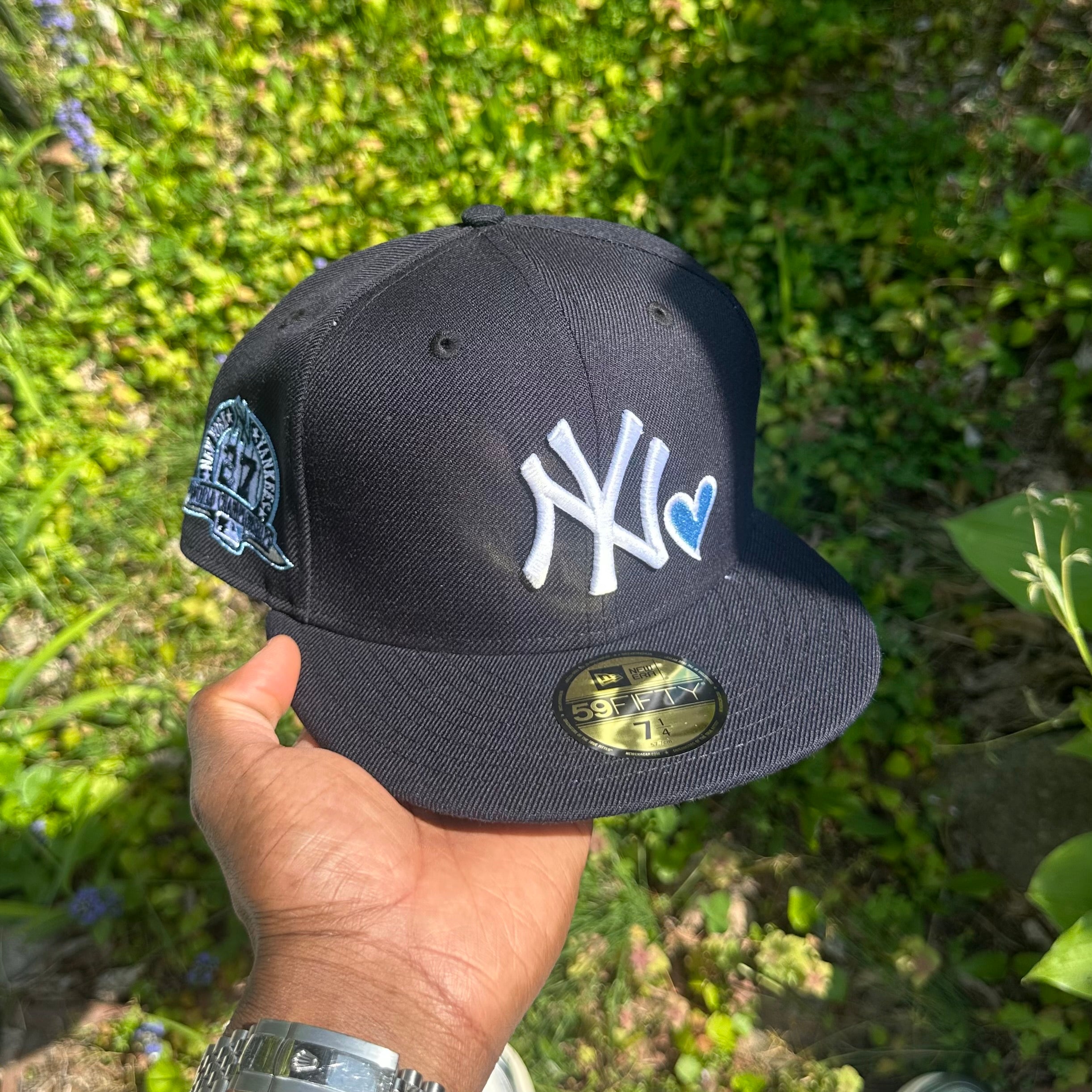New York Yankees Navy Sky Blue Heart 27X World Champions