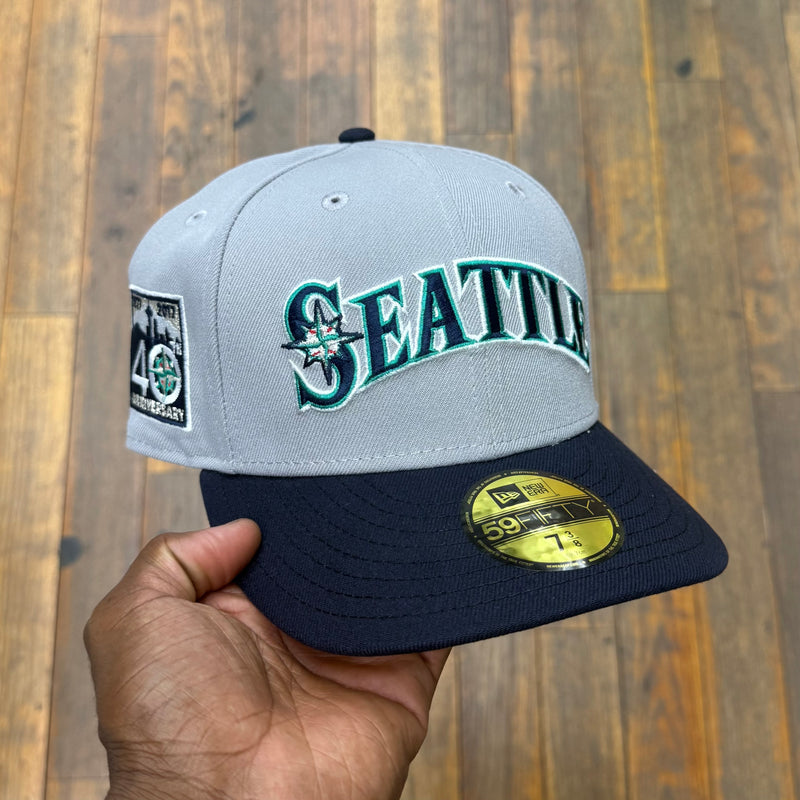 Seattle Mariners Grey & Navy Blue Font 40Th Anniversary