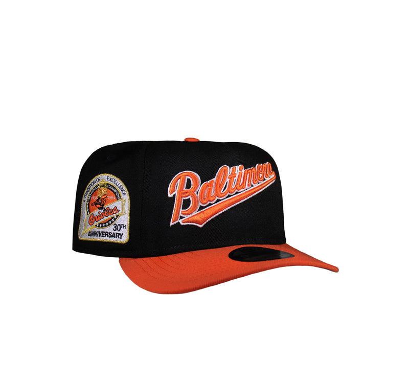 Baltimore Orioles Black & Orange 950 AFrame 30Th Snap Back