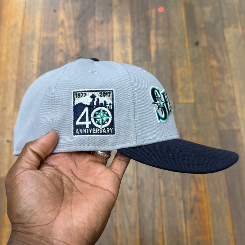 Seattle Mariners Grey & Navy Blue Font 40Th Anniversary
