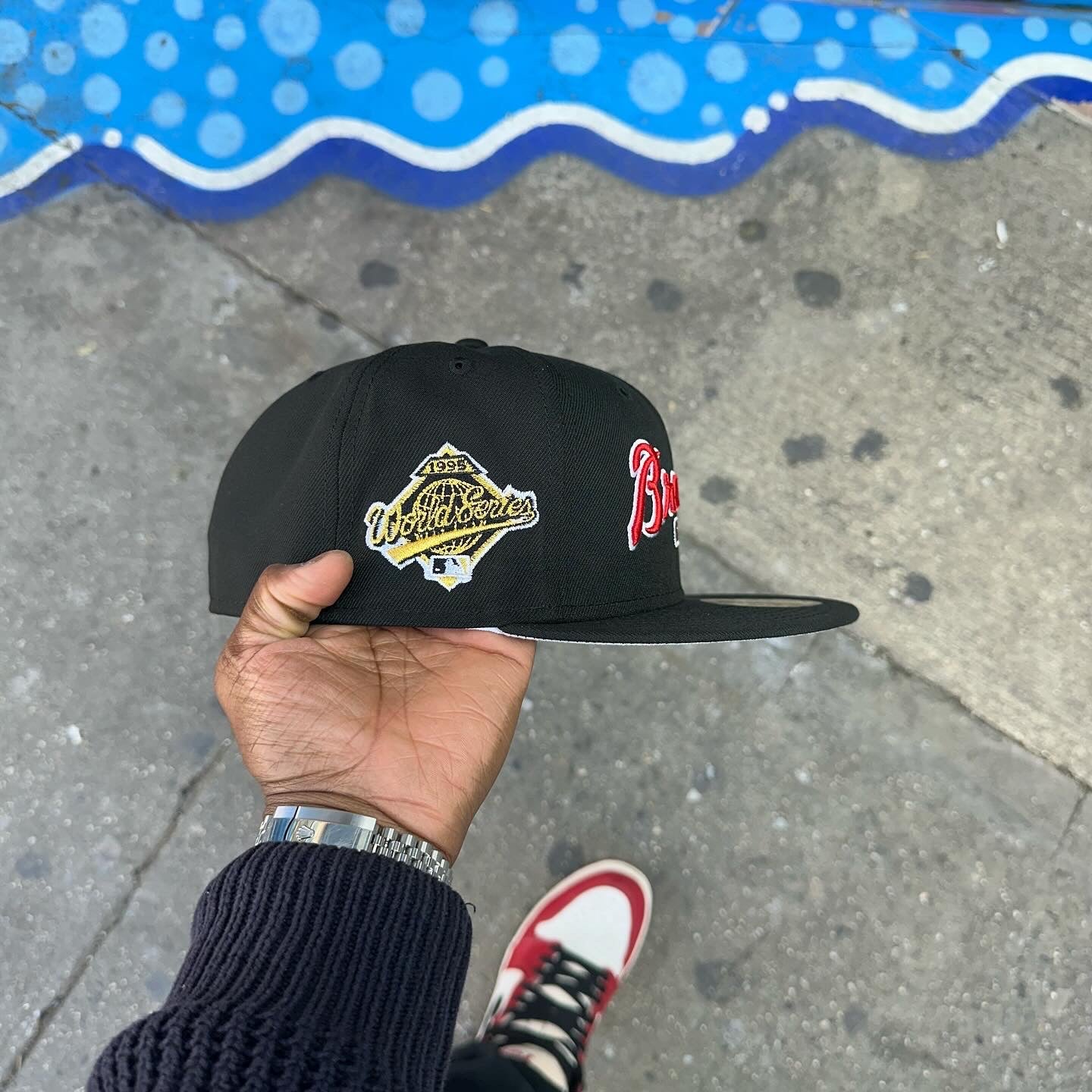 Atlanta Braves All Black Script Logo 1995 World Series