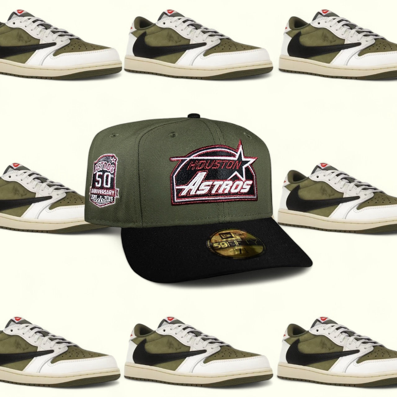 Houston Astros Olive and Black 50th Burgundy Outline