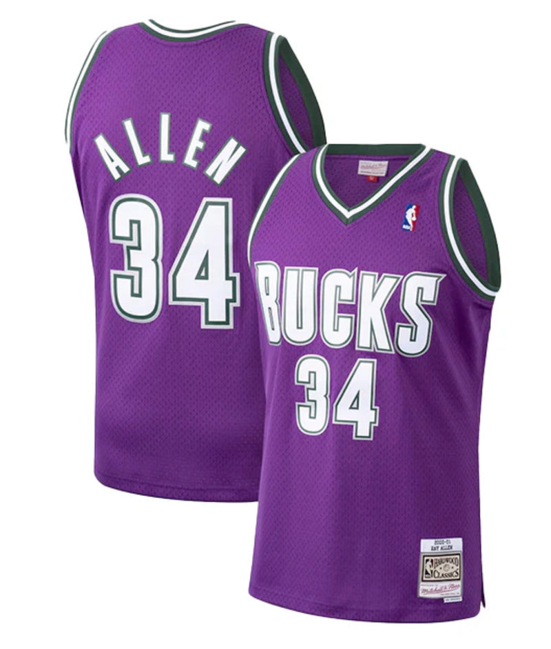 Milwaukee Bucks Purple Ray Allen Jersey