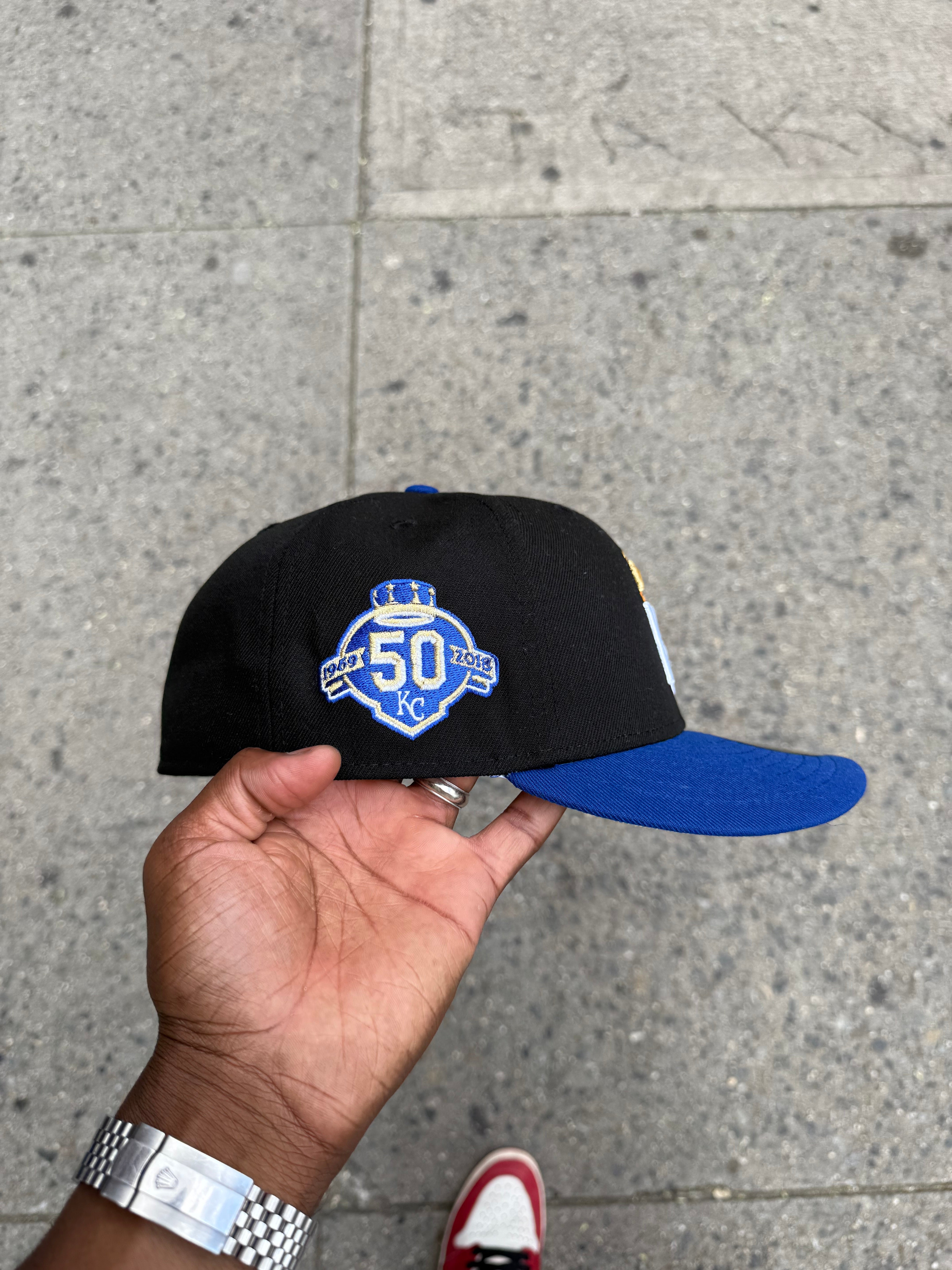 Kansas City Royals Black and Royal Gold Crown 50Th Anniversary