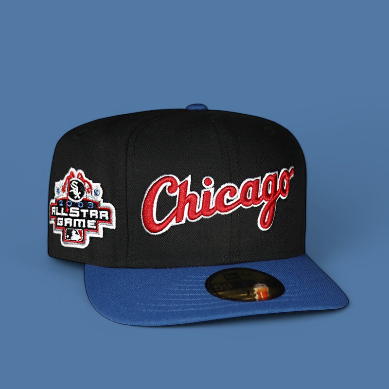 Chicago White Sox Black and Seashore Blue Script Logo 2003 All Star Game