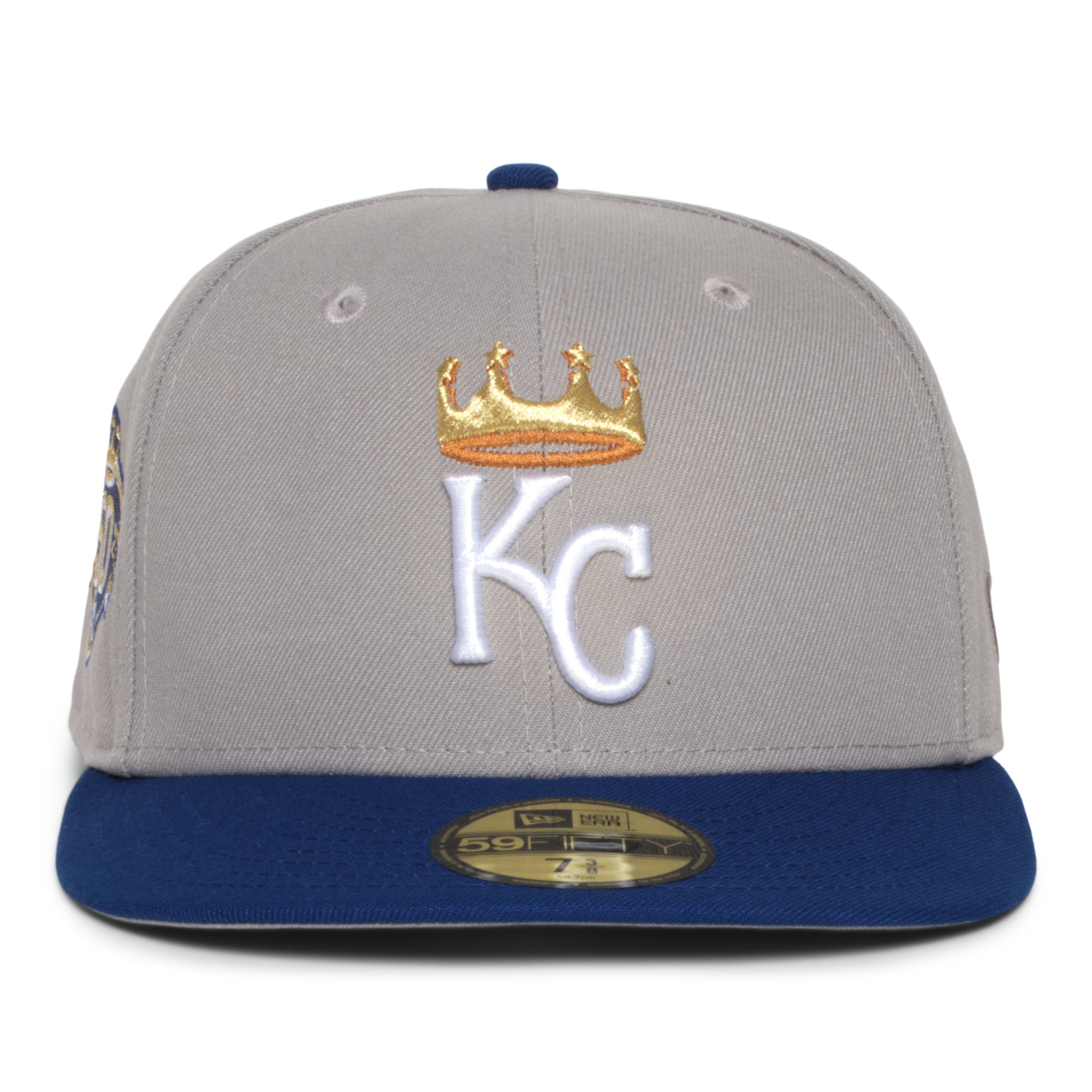 Kansas City Royals Grey and Royal Blue Gold Crown 50th Anniversary
