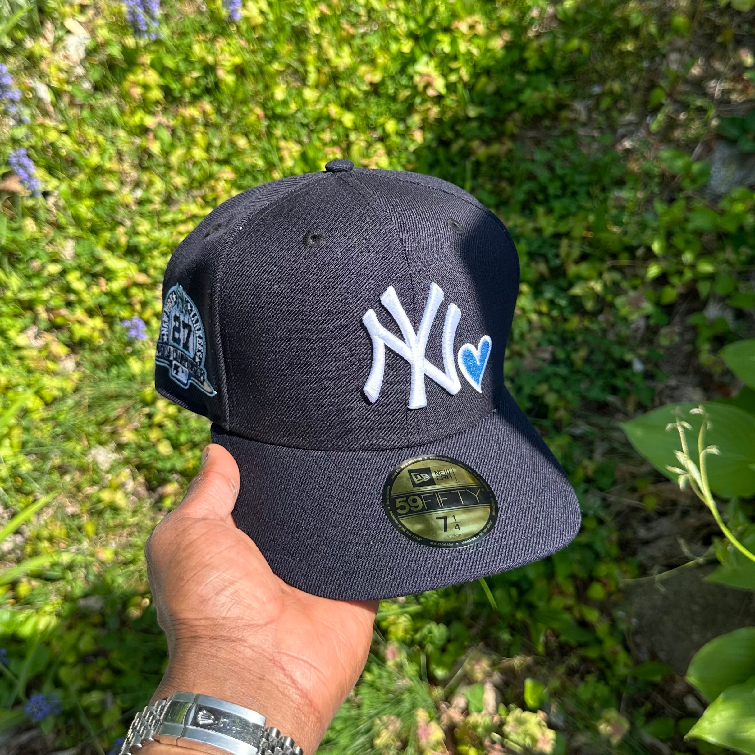 New York Yankees Navy Sky Blue Heart 27X World Champions