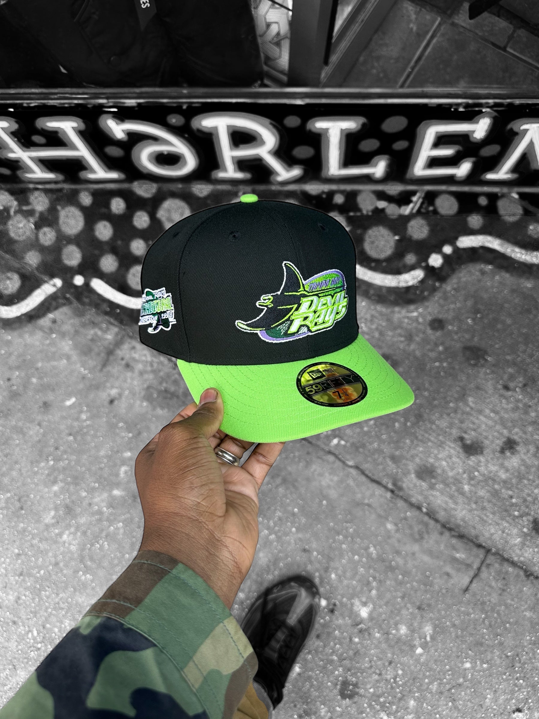 Tampa Bay Rays Black and Lime Green 98 Inaugural