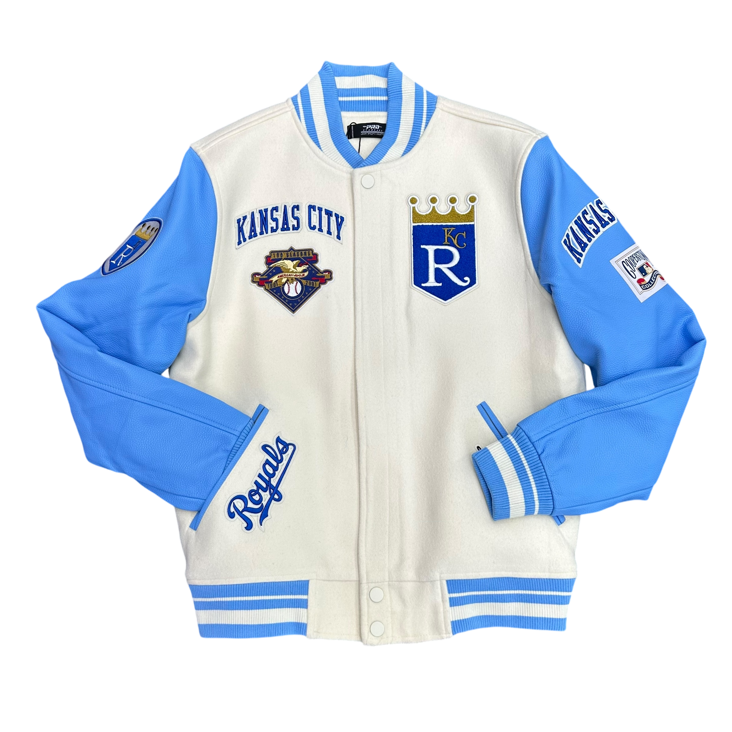 Kansas City Royals Creme and Sky Blue Varsity Jacket