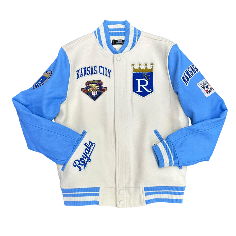 Kansas City Royals Creme and Sky Blue Varsity Jacket