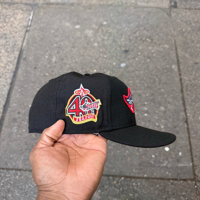 Anaheim Angels Winged Font Logo Red Outline 40Th Anniversary