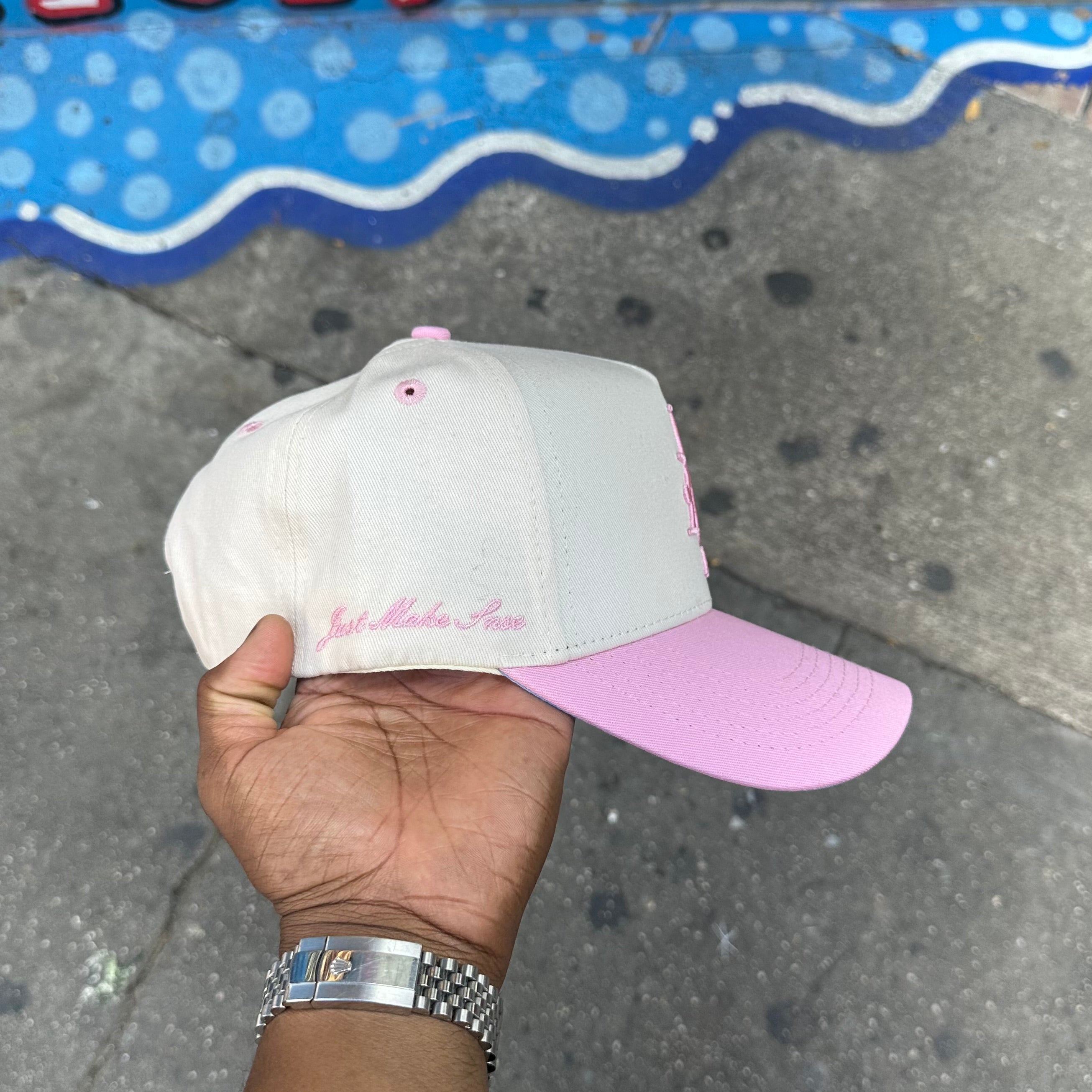 Just Make Sense “JMS” Chrome & Pink SnapBack