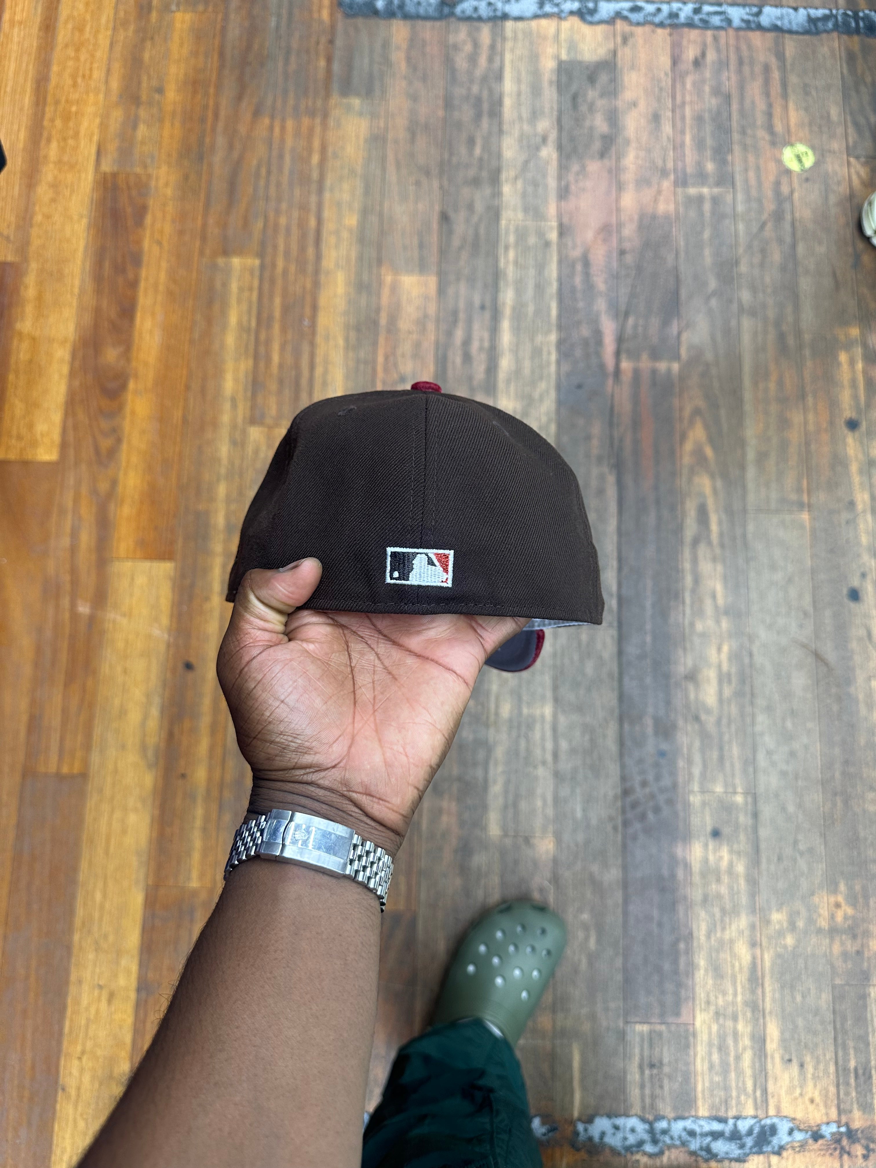 Cleveland Indians Dark Brown and Red Velvet Script 97 WS