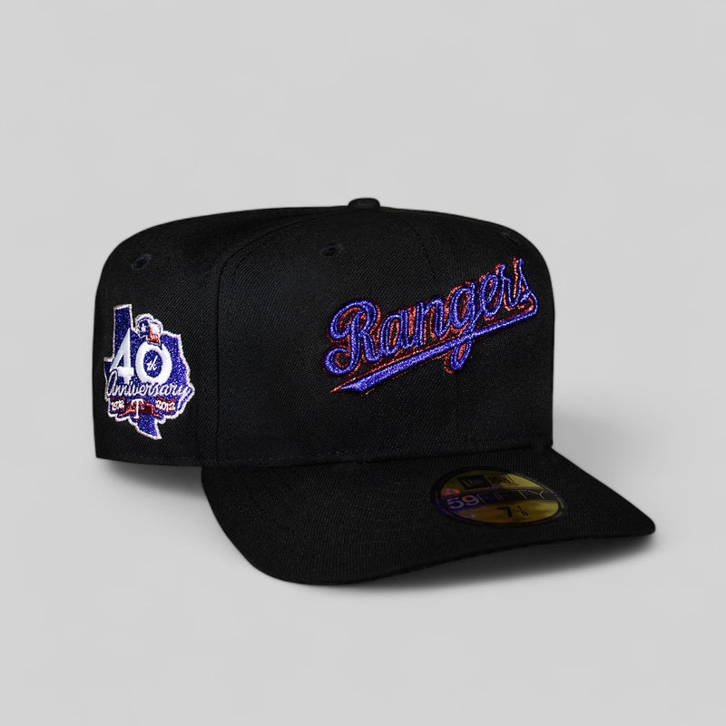 Texas Rangers All Black Script Logo 40th Anniversary