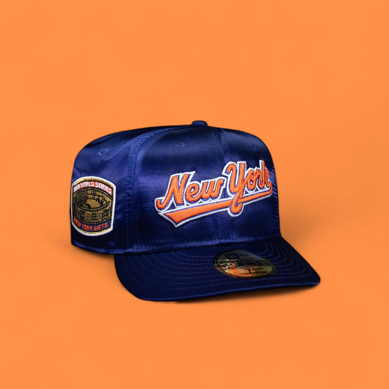 New York Mets Script All Satin Royal Blue 50Th Anniversary – CAP