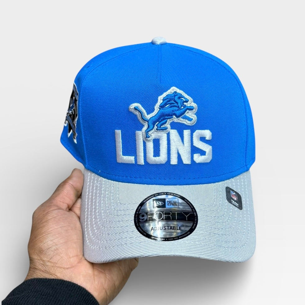 Detroit Lions  Light Blue & Metallic 75 Seasons 950 Aframe Grey uv