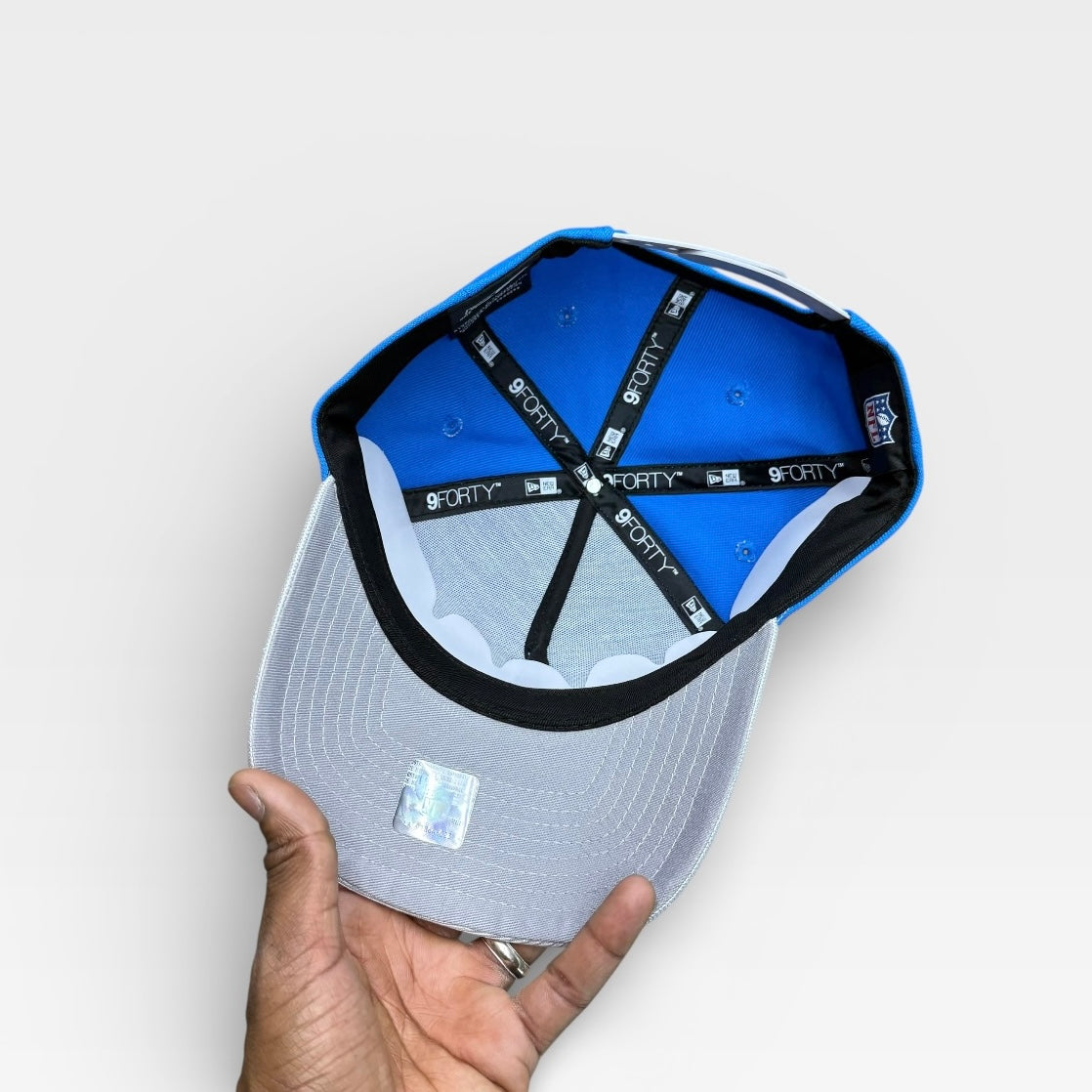 Detroit Lions  Light Blue & Metallic 75 Seasons 950 Aframe Grey uv