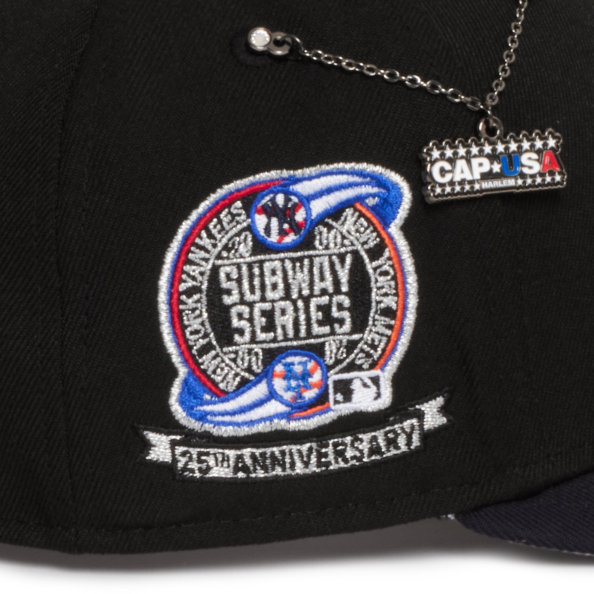 New York Yankees X Mets Black and Navy Subway Series front Logo 25th Anniversary
