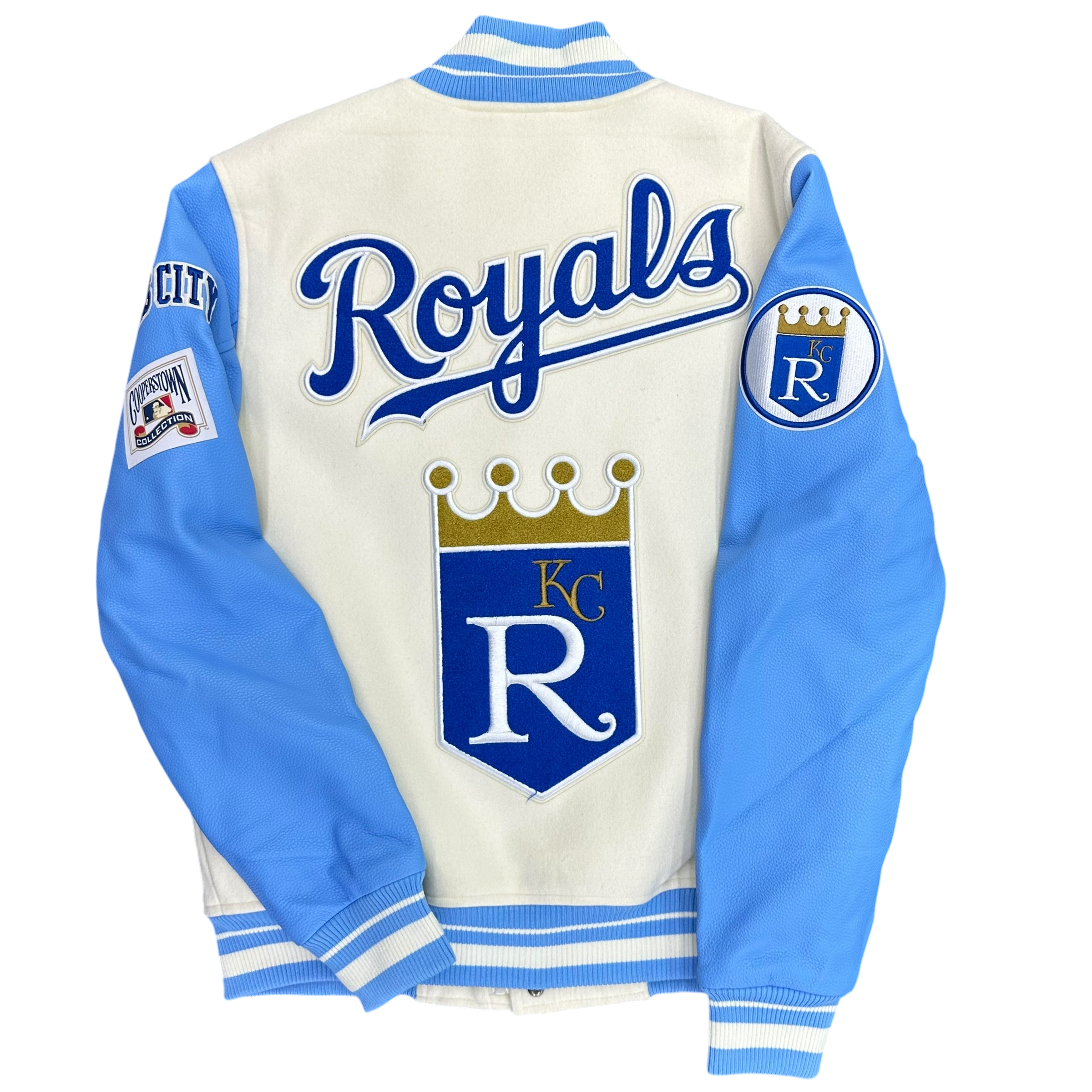 Kansas City Royals Creme and Sky Blue Varsity Jacket