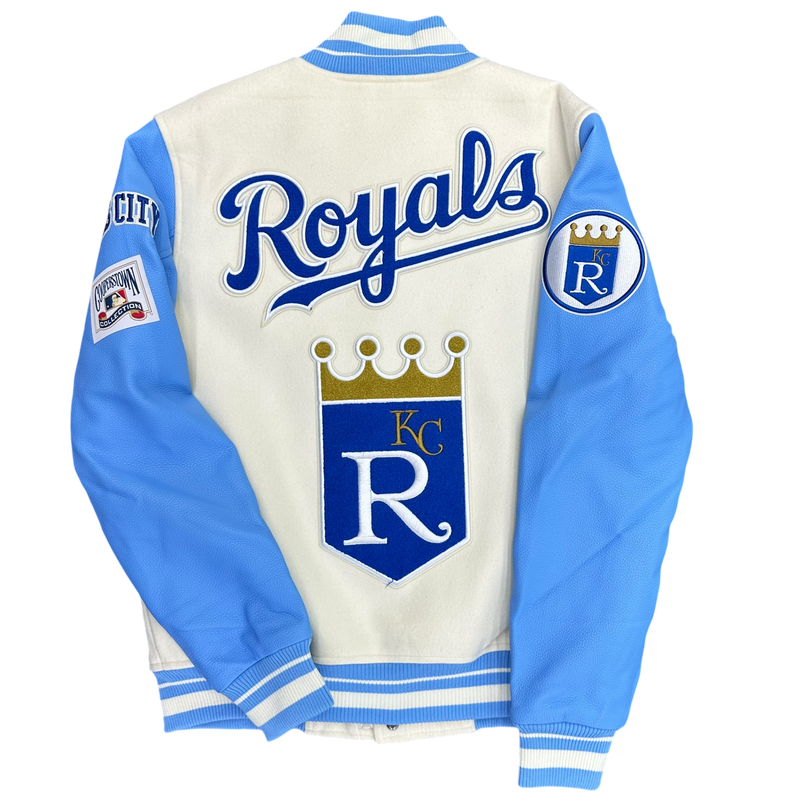 Kansas City Royals Creme and Sky Blue Varsity Jacket