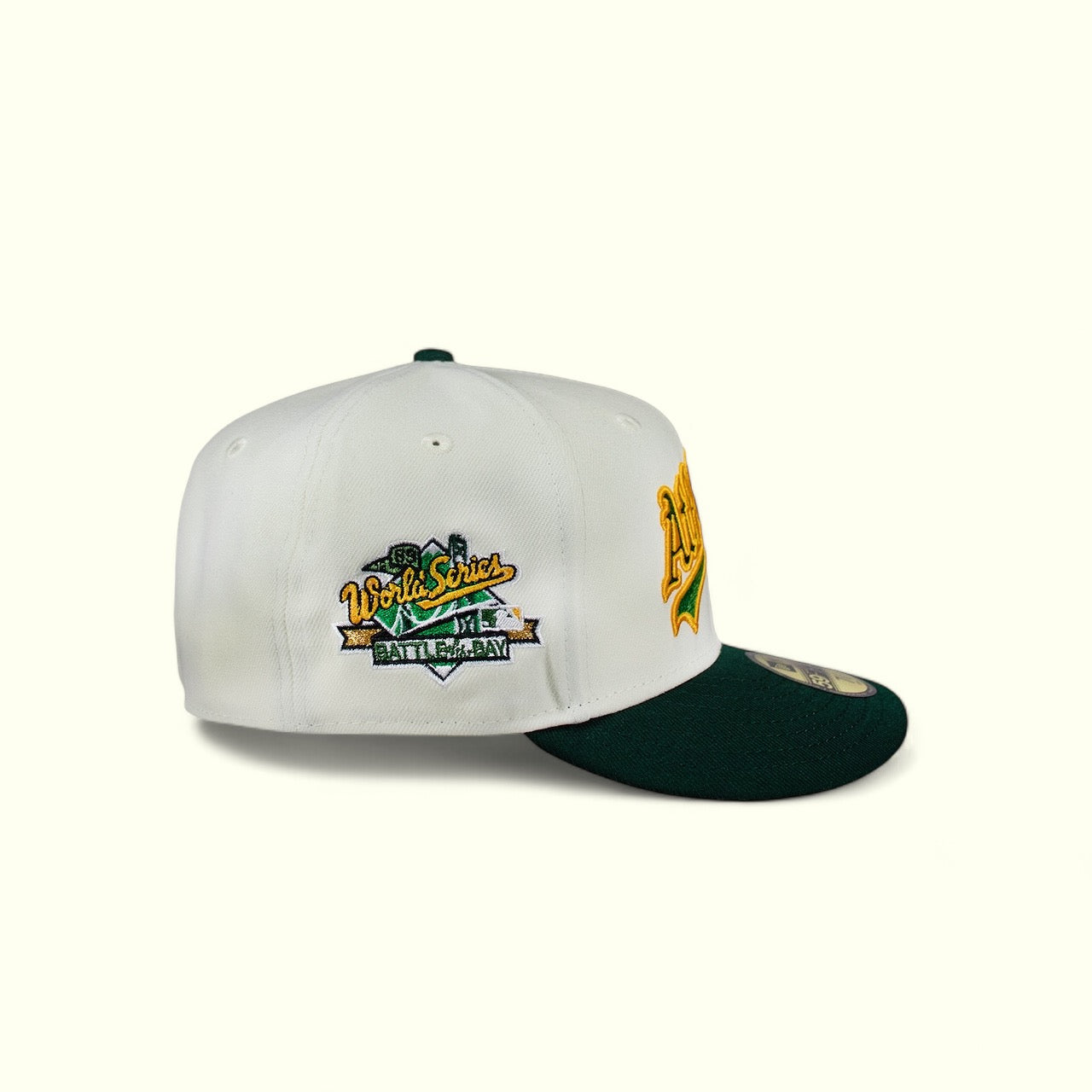 Oakland Athletics Script Chrome Creme and Green 1989 World Series