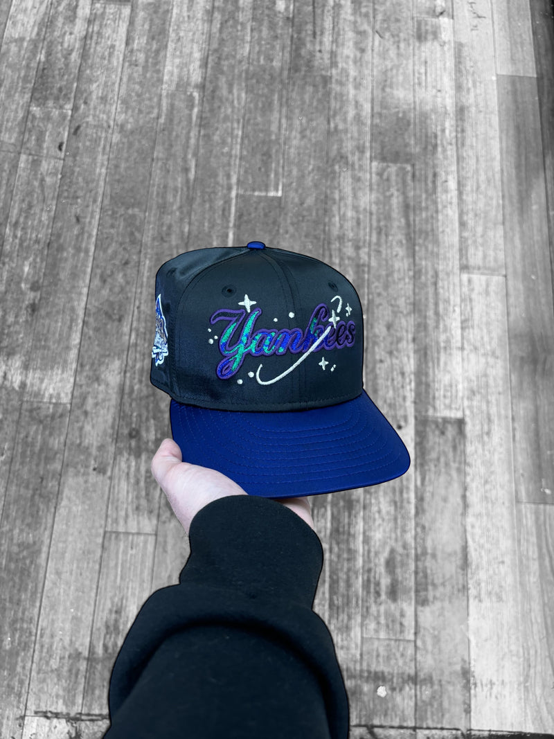 New York Yankees Galaxy Satin Black and Royal Script