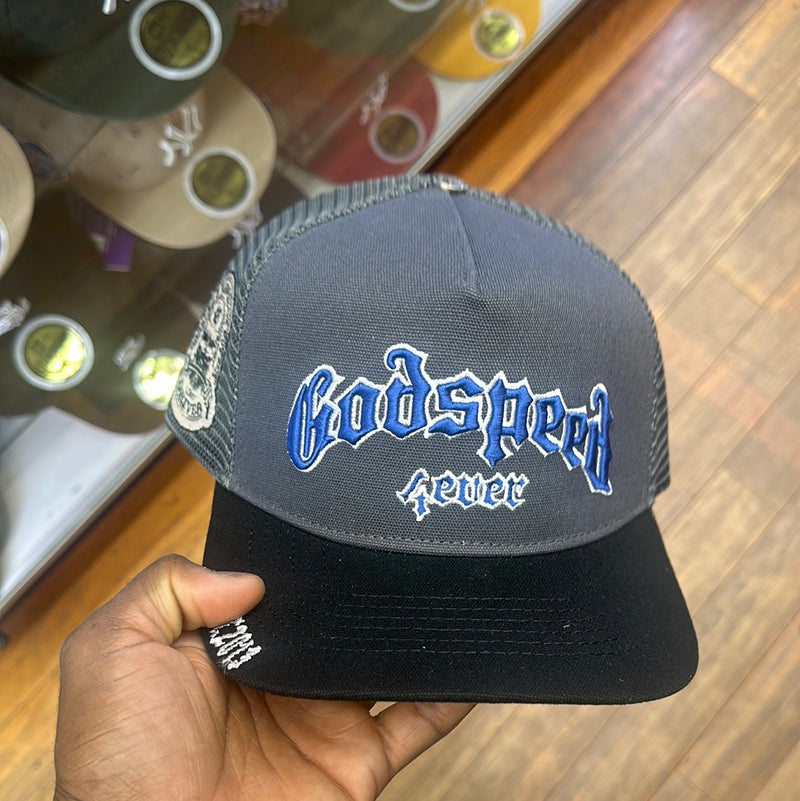 GodSpeed Forever Trucker Hat (Grey/French Blue)