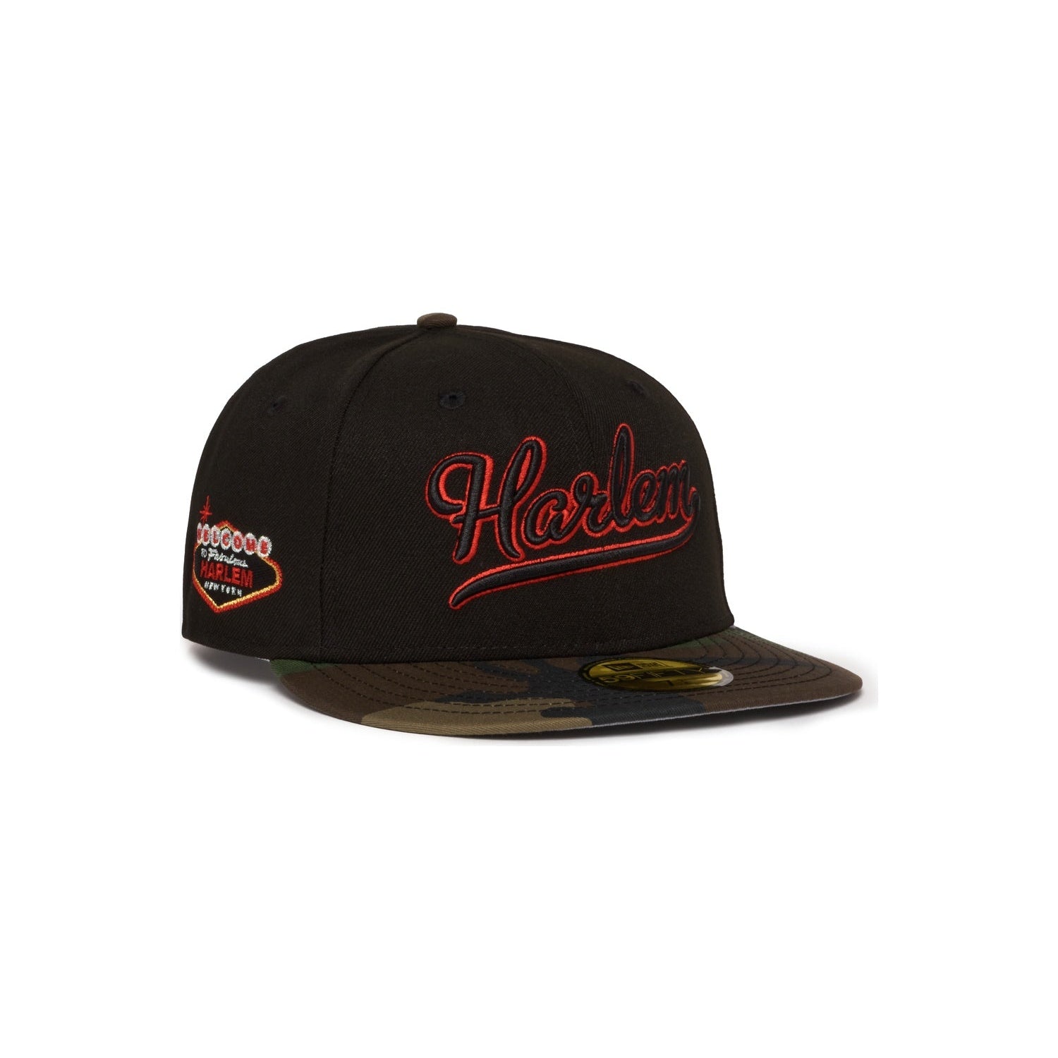 Harlem Black and Camo Red Outlined Logo 5950 Fitted