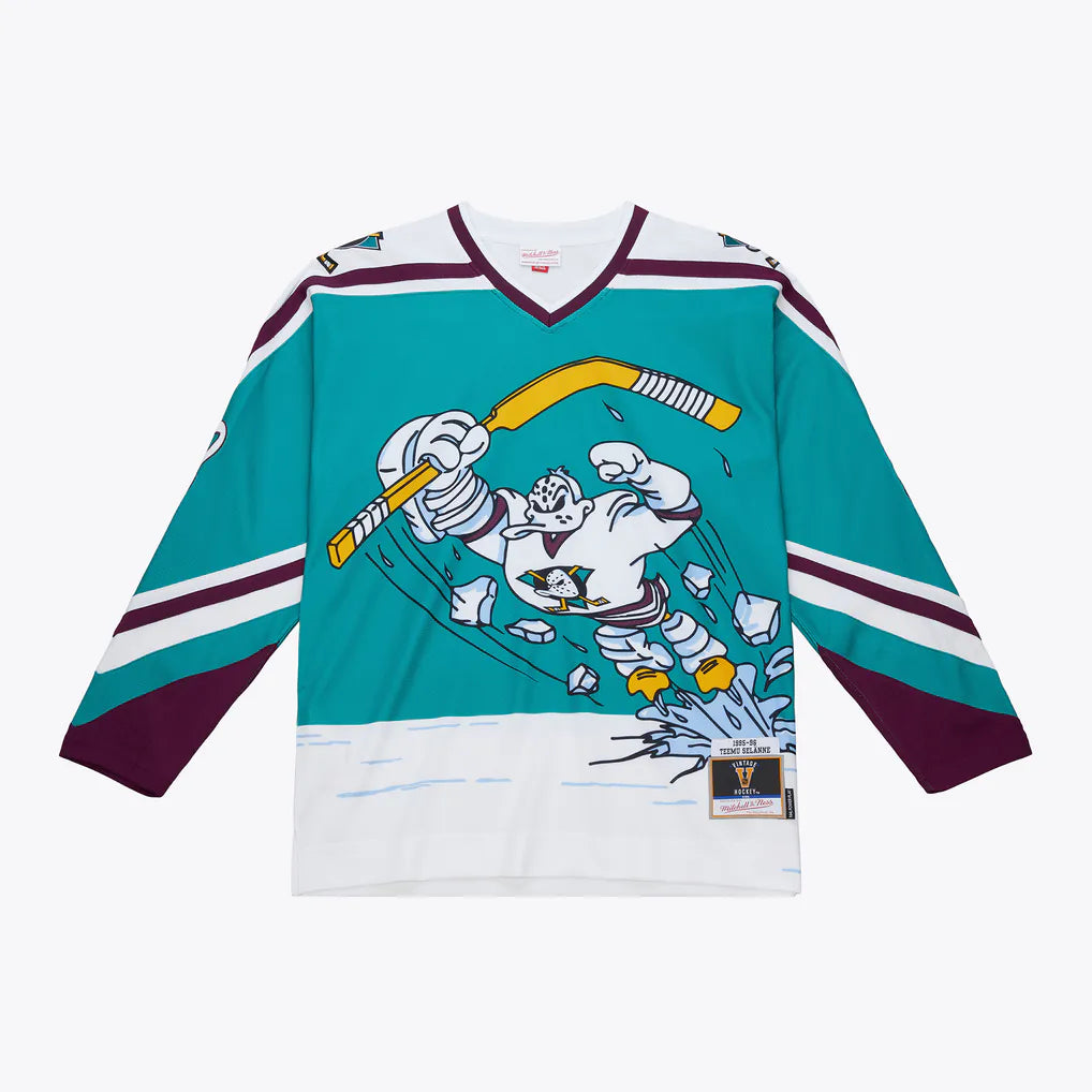 Anaheim Ducks White and Teal Selanne Jersey