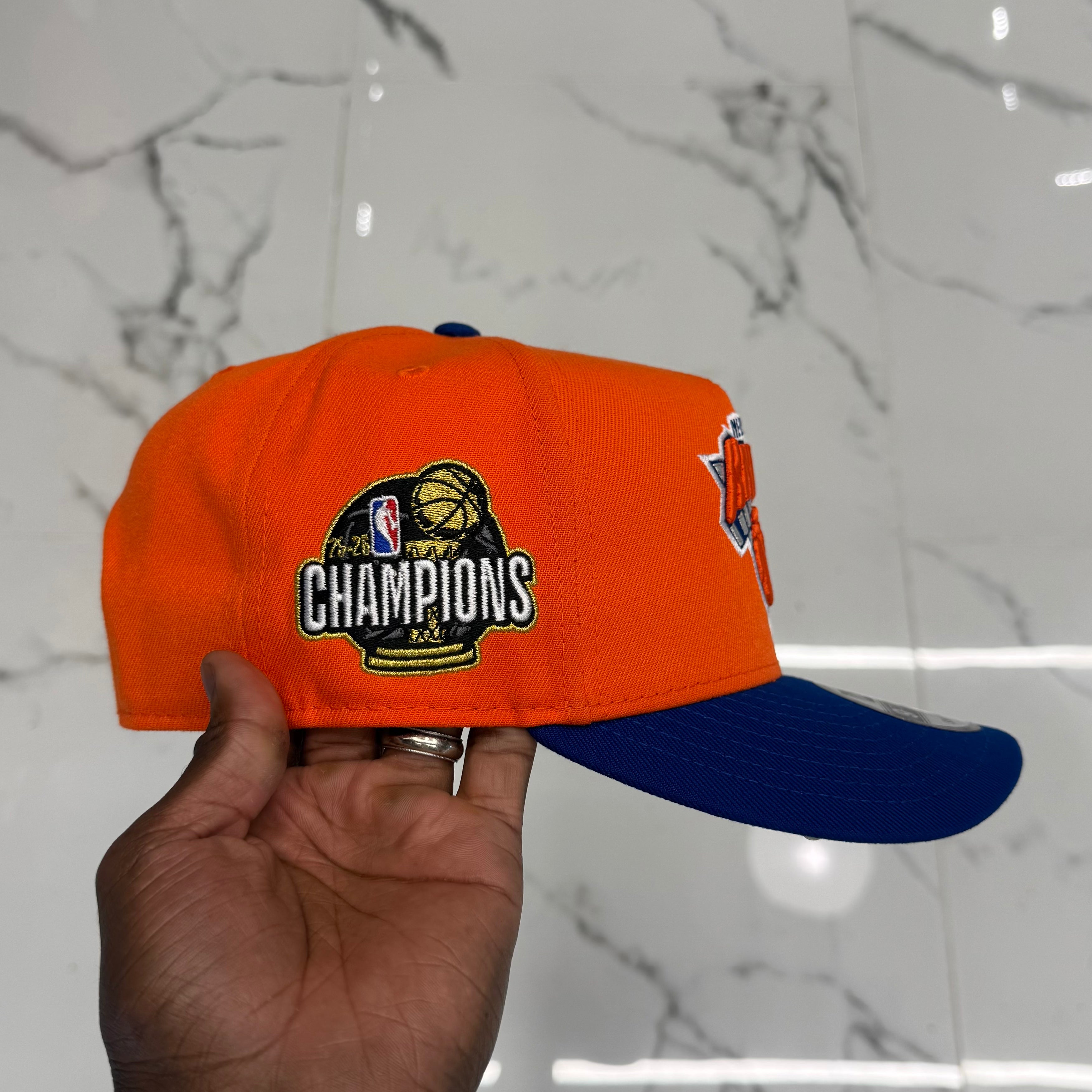 New York Knicks Orange and Blue 950 AFrame 2026 Champs Snap Back