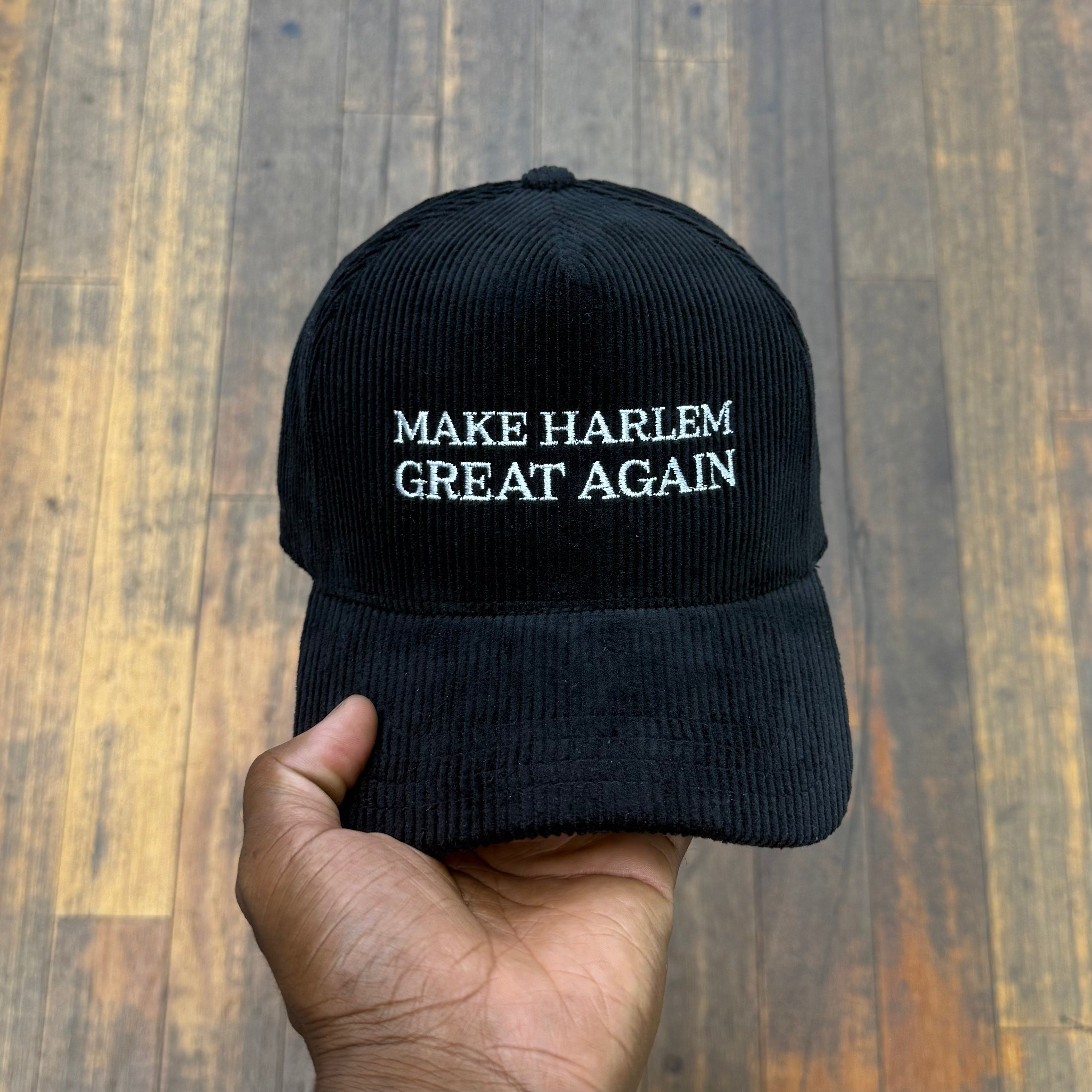 Make Harlem Great Again Black Corduroy Snap Back