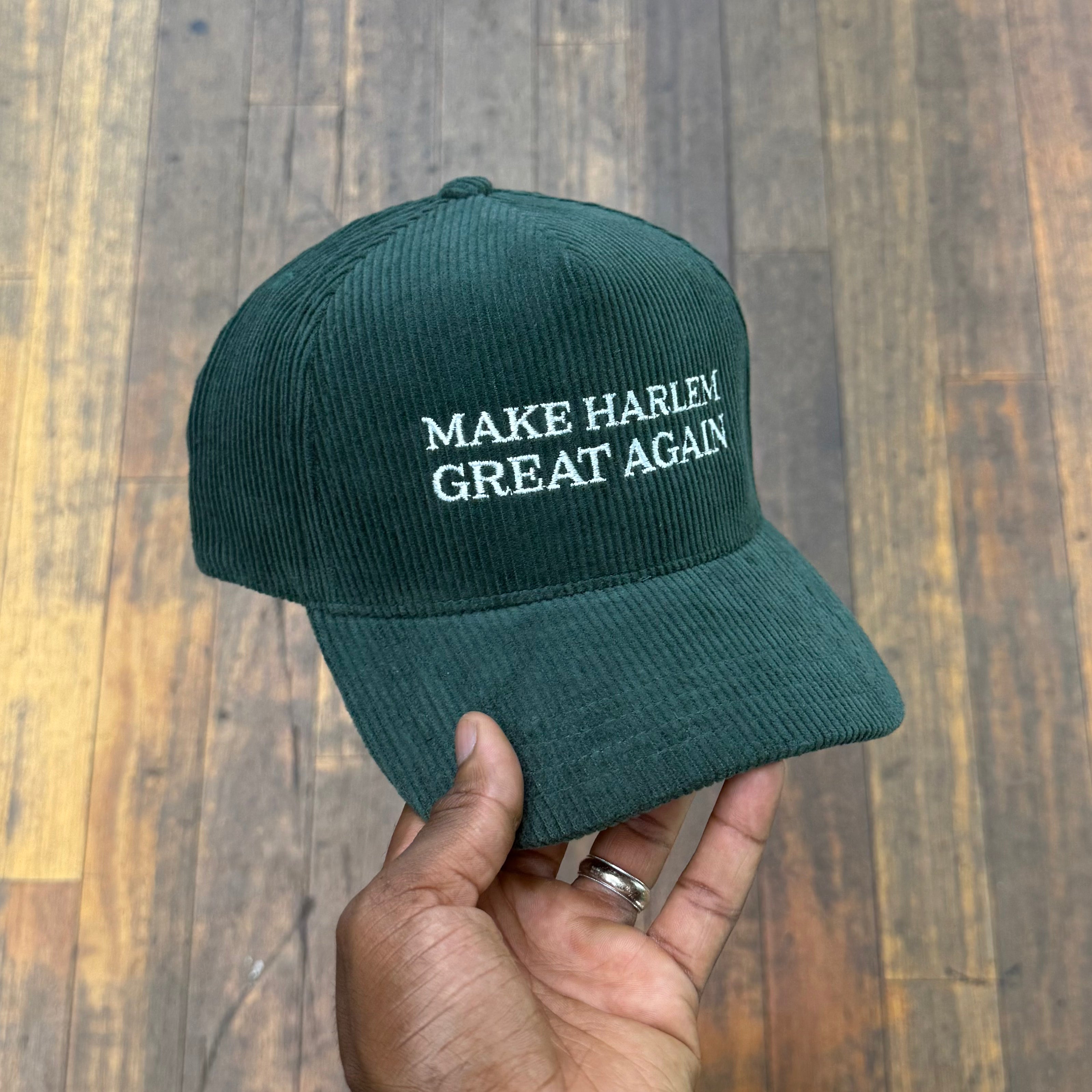 Make Harlem Great Again Green Corduroy Snap Back