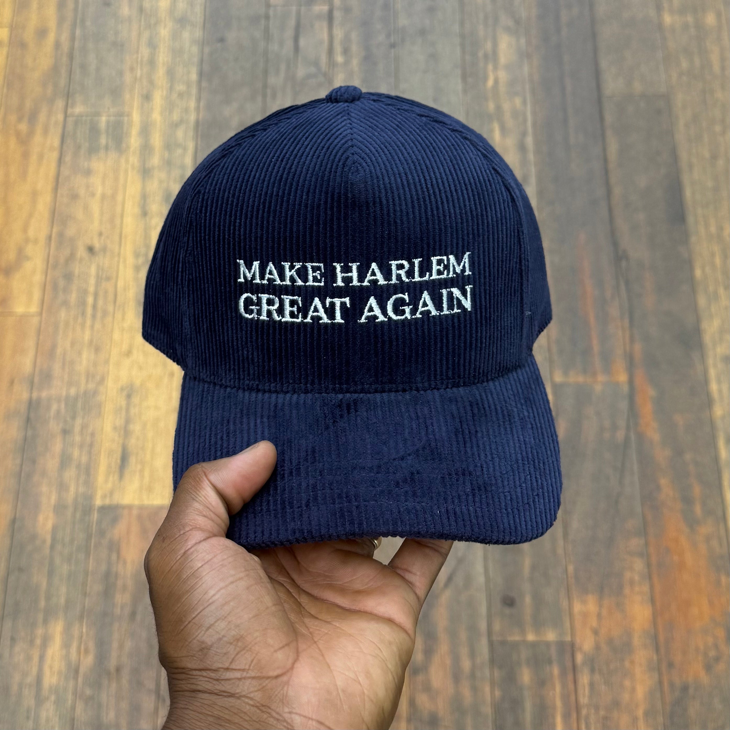 Make Harlem Great Again Navy Corduroy Snap Back