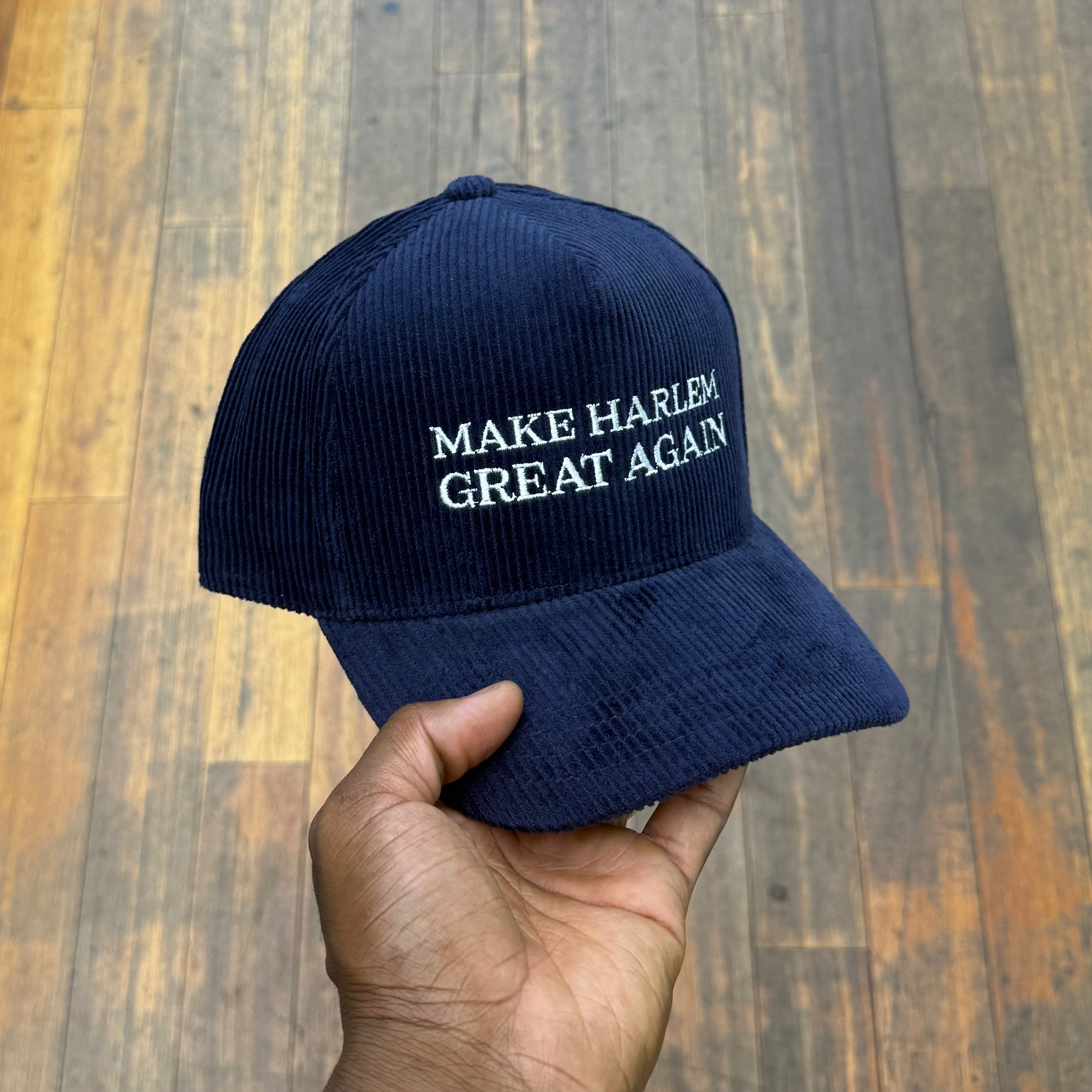 Make Harlem Great Again Navy Corduroy Snap Back