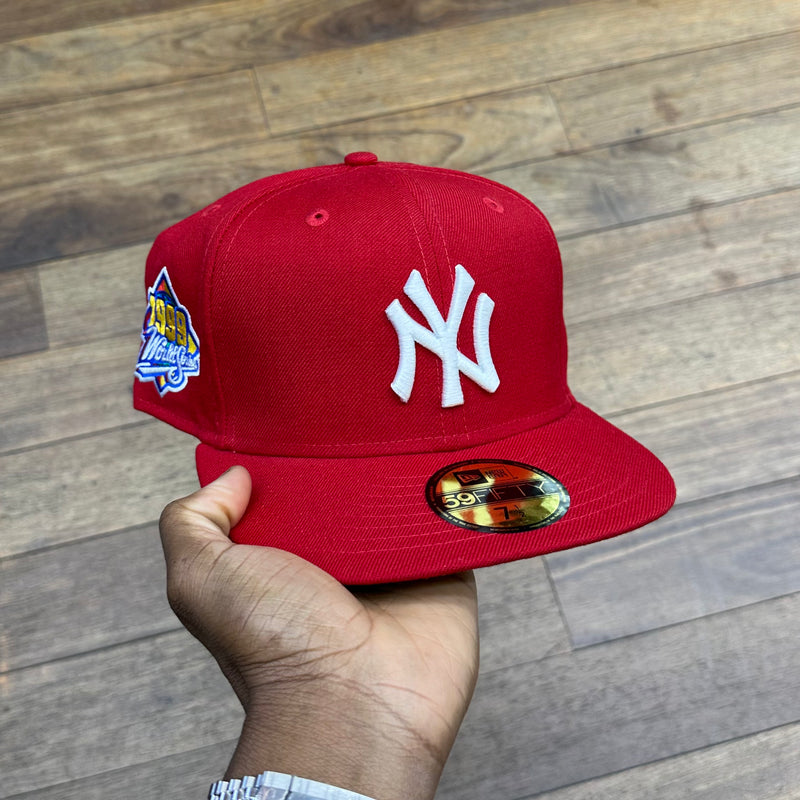 New York Yankees Red Flat Back 1999 World Series Grey UV