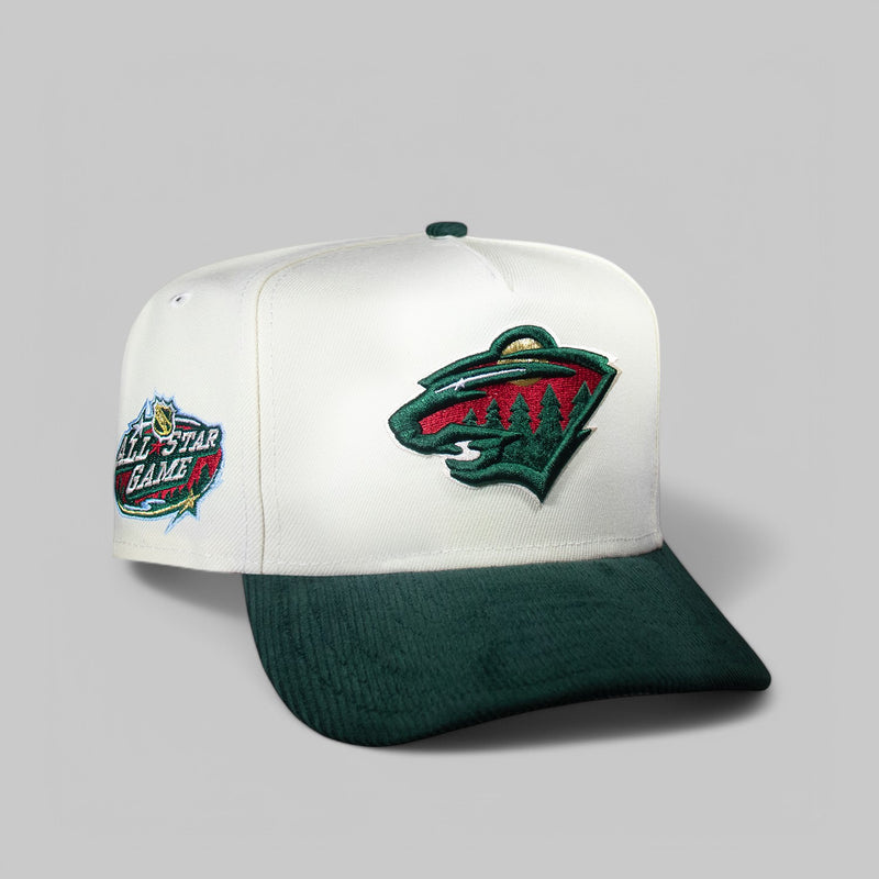 Minnesota Wild Creme and Green Cordy 950 AFrame Snap Back