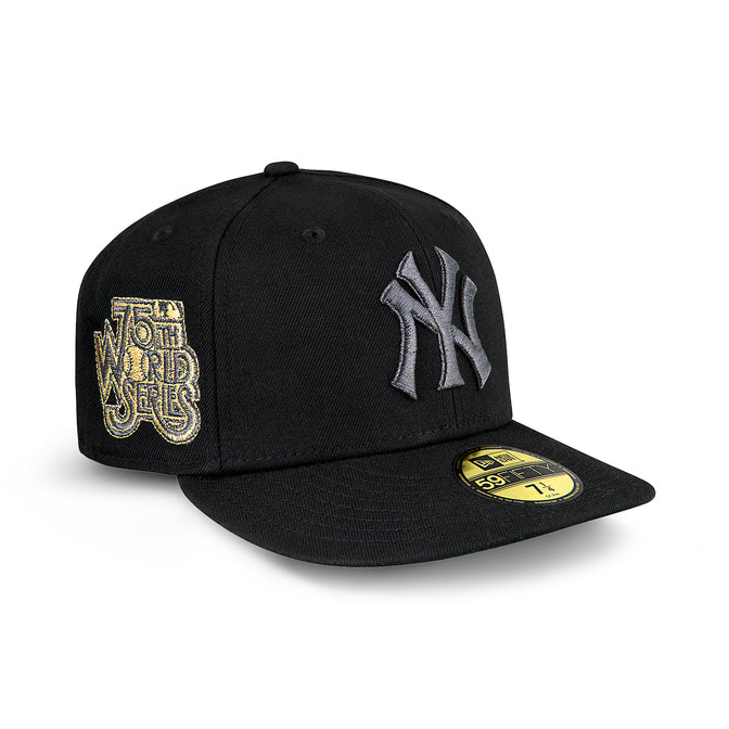 New York Yankees All Black w/ Grey Logo Gold 75TH